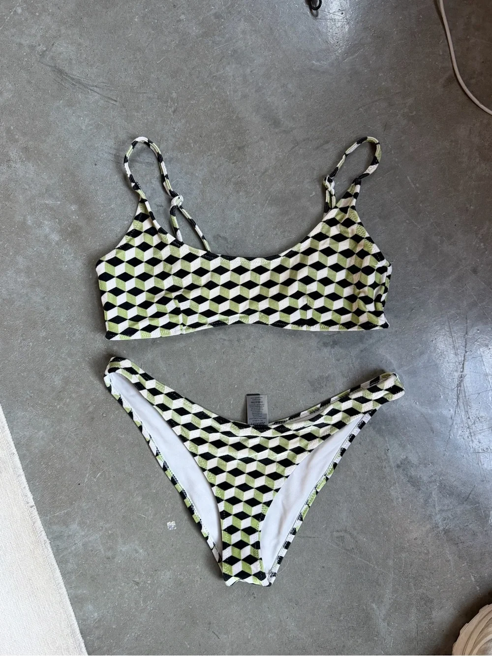 Triangl swimwear Black, White and Lime Geometric Bikini Set!